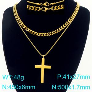 SS Gold-Plating Necklace - KN297666-Z