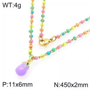 SS Gold-Plating Necklace - KN297718-Z