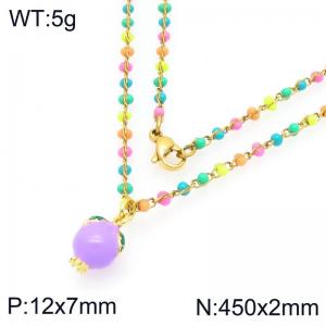SS Gold-Plating Necklace - KN297726-Z