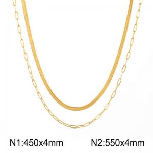 SS Gold-Plating Necklace - KN297815-Z