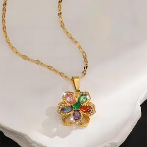 Stainless Steel Stone Necklace - KN298567-SXSJ