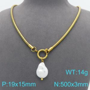 SS Gold-Plating Necklace - KN299170-Z