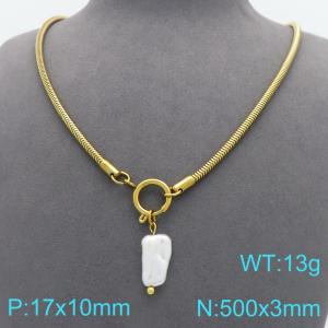 SS Gold-Plating Necklace - KN299174-Z