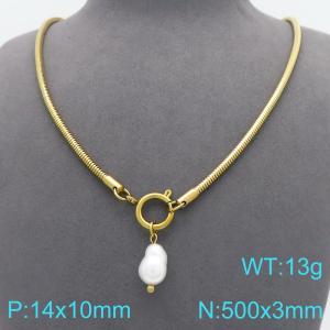 SS Gold-Plating Necklace - KN299178-Z