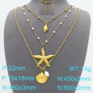 SS Gold-Plating Necklace - KN299541-Z