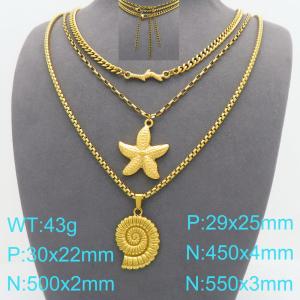 SS Gold-Plating Necklace - KN299543-Z