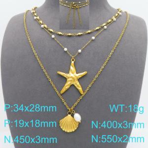 SS Gold-Plating Necklace - KN299546-Z