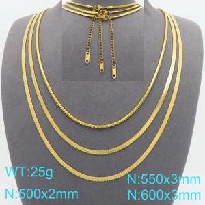 SS Gold-Plating Necklace - KN299564-Z