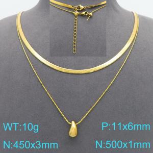 SS Gold-Plating Necklace - KN299579-Z