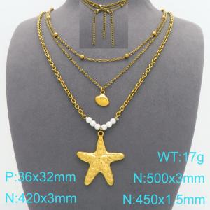 SS Gold-Plating Necklace - KN299584-Z