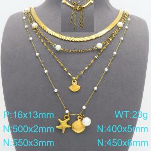 SS Gold-Plating Necklace - KN299593-Z