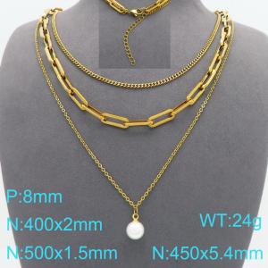 SS Gold-Plating Necklace - KN299603-Z