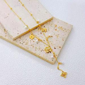 SS Gold-Plating Necklace - KN299764-SXSJ