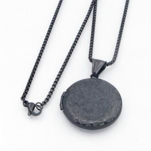 Stainless Steel Black-plating Necklace - KN300019-TK