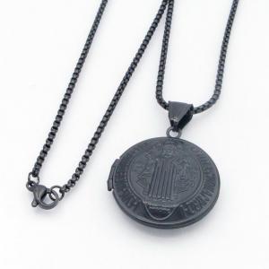 Stainless Steel Black-plating Necklace - KN300020-TK