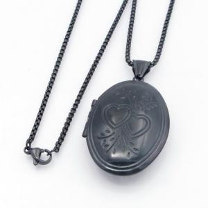 Stainless Steel Black-plating Necklace - KN300025-TK