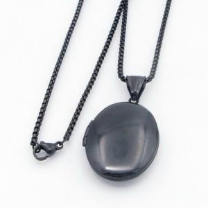 Stainless Steel Black-plating Necklace - KN300026-TK