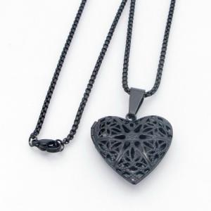 Stainless Steel Black-plating Necklace - KN300027-TK