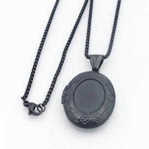Stainless Steel Black-plating Necklace - KN300029-TK