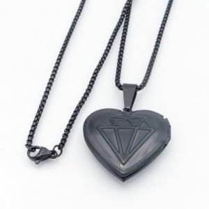Stainless Steel Black-plating Necklace - KN300032-TK