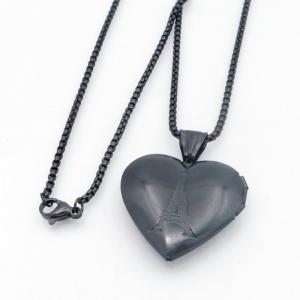 Stainless Steel Black-plating Necklace - KN300034-TK