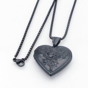 Stainless Steel Black-plating Necklace - KN300036-TK
