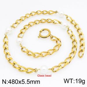 SS Gold-Plating Necklace - KN300720-Z