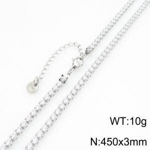 Stainless Steel Stone Necklace - KN300878-GSD