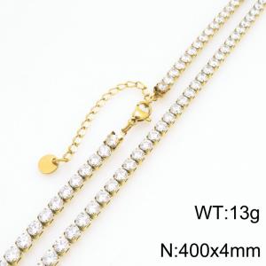 Stainless Steel Stone Necklace - KN300879-GSD