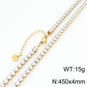Stainless Steel Stone Necklace - KN300881-GSD
