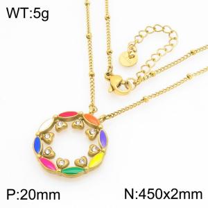 Stainless Steel Stone & Crystal Necklace - KN300985-GC