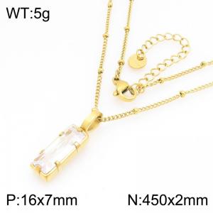 Stainless Steel Stone & Crystal Necklace - KN300988-GC