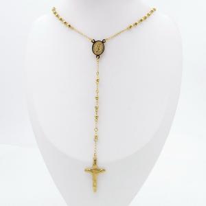 Stainless Steel Rosary Necklace - KN301014-HDJ
