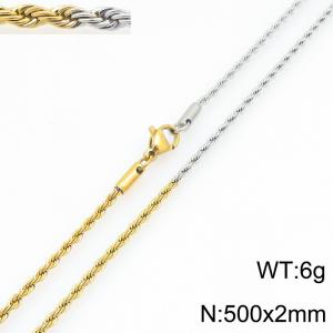 Stainless steel jewelry in the shape of fried dough twists, gold-plated chain necklace - KN301451-Z