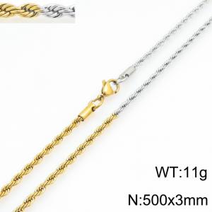 Stainless steel jewelry in the shape of fried dough twists, gold-plated chain necklace - KN301453-Z