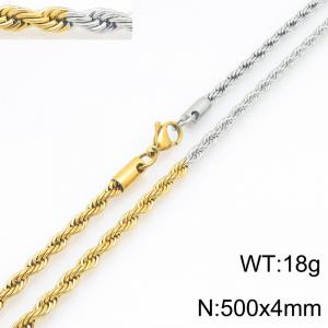 Stainless steel jewelry in the shape of fried dough twists, gold-plated chain necklace - KN301455-Z