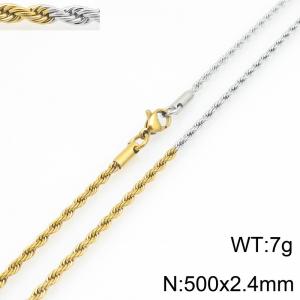 Stainless steel jewelry Fried Dough Twists shaped necklace - KN301458-Z