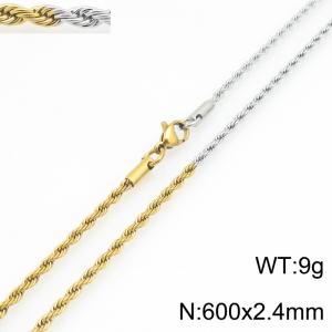 Stainless steel jewelry Fried Dough Twists shaped necklace - KN301459-Z