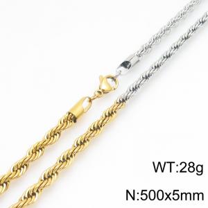 Stainless steel jewelry Fried Dough Twists shaped necklace - KN301460-Z