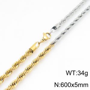 Stainless steel jewelry Fried Dough Twists shaped necklace - KN301461-Z