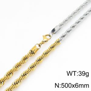 Stainless steel jewelry Fried Dough Twists shaped necklace - KN301462-Z