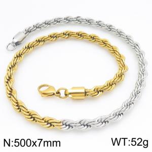 Stainless steel jewelry Fried Dough Twists shaped necklace - KN301464-Z