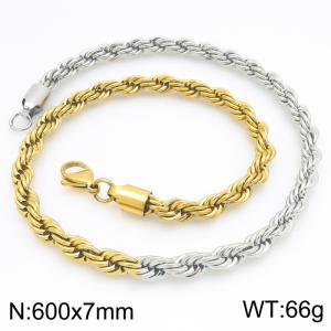 Stainless steel jewelry Fried Dough Twists shaped necklace - KN301465-Z