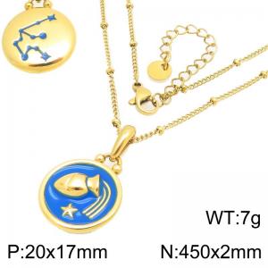 Twelve Constellation Necklace Stainless Steel Jewelry - KN301475-GC