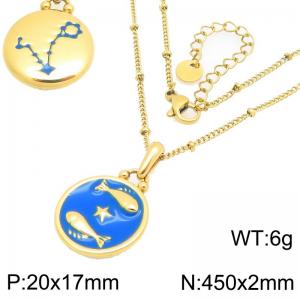 Twelve Constellation Necklace Stainless Steel Jewelry - KN301478-GC