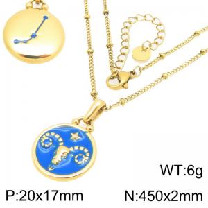 Twelve Constellation Necklace Stainless Steel Jewelry - KN301481-GC