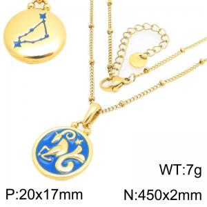 Twelve Constellation Necklace Stainless Steel Jewelry - KN301483-GC