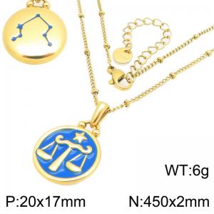 Twelve Constellation Necklace Stainless Steel Jewelry - KN301484-GC
