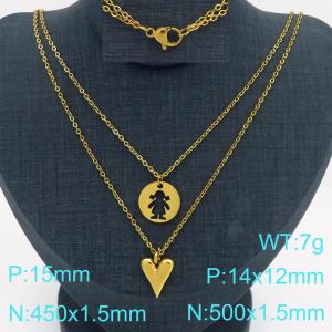 SS Gold-Plating Necklace - KN301562-Z