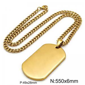 Stainless Steel Military Dog Tag Pendant Necklace - KN301676-Z